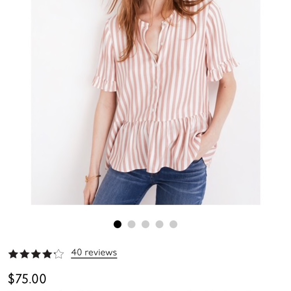 Madewell ruffle-hem top in Cecilia stripe small